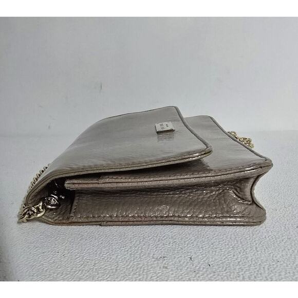Henri Bendel Taupe Patent Leather Crossbody Bag Wallet On A Chain Clutch - Picture 7 of 16